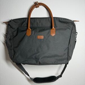 Royal Class Travel Duffel Bag Black Brown Faux Leather Handle Shoulder Strap
